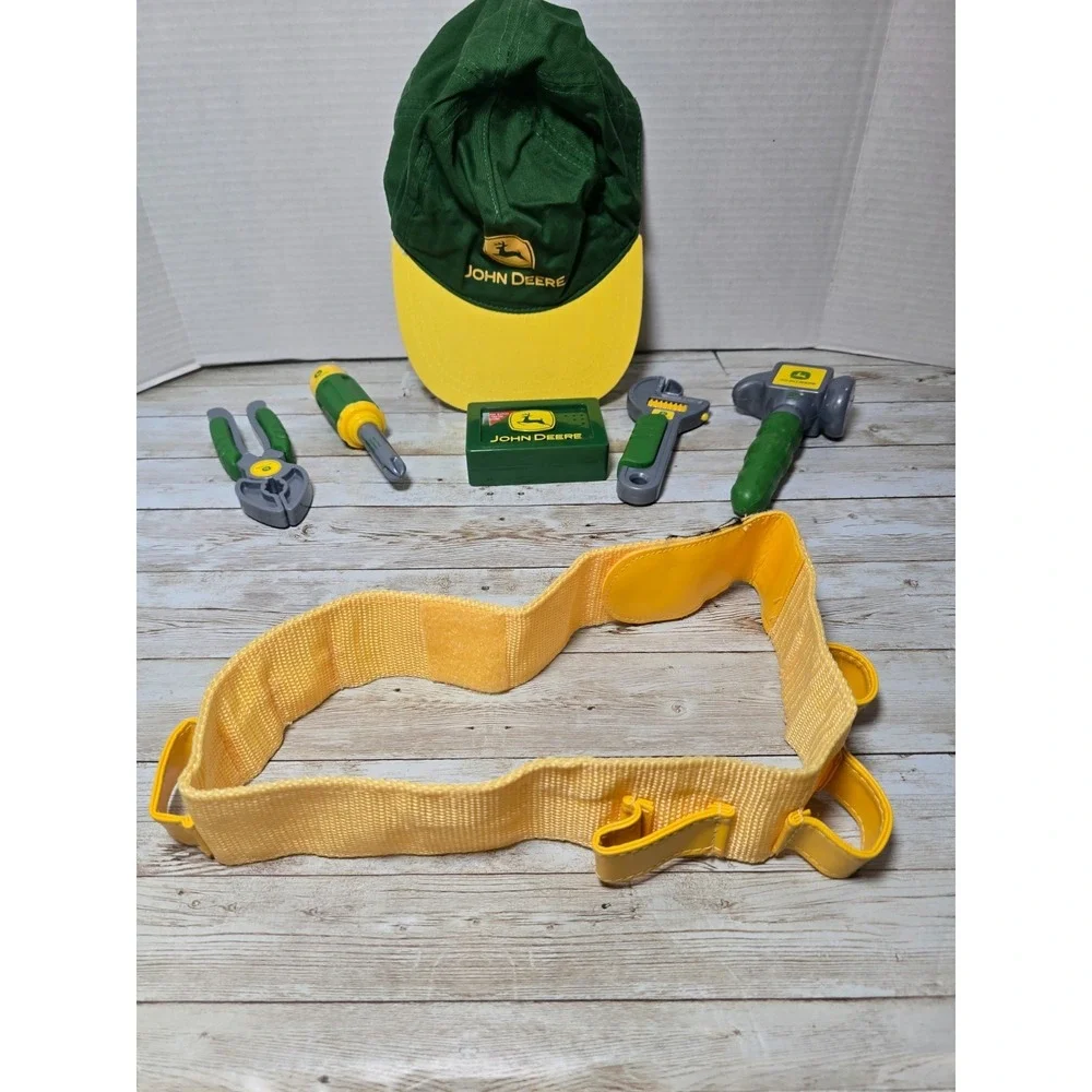 John Deere Kids Toy Lot Ertl Tool Box‎ & Talking Tool Belt w/ Tools Hat VIDEO